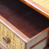 Vintage rattan and bamboo chest of drawers