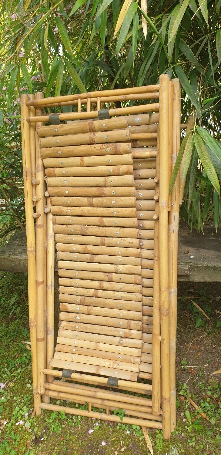 Paire de chaises longues en bambou, transats