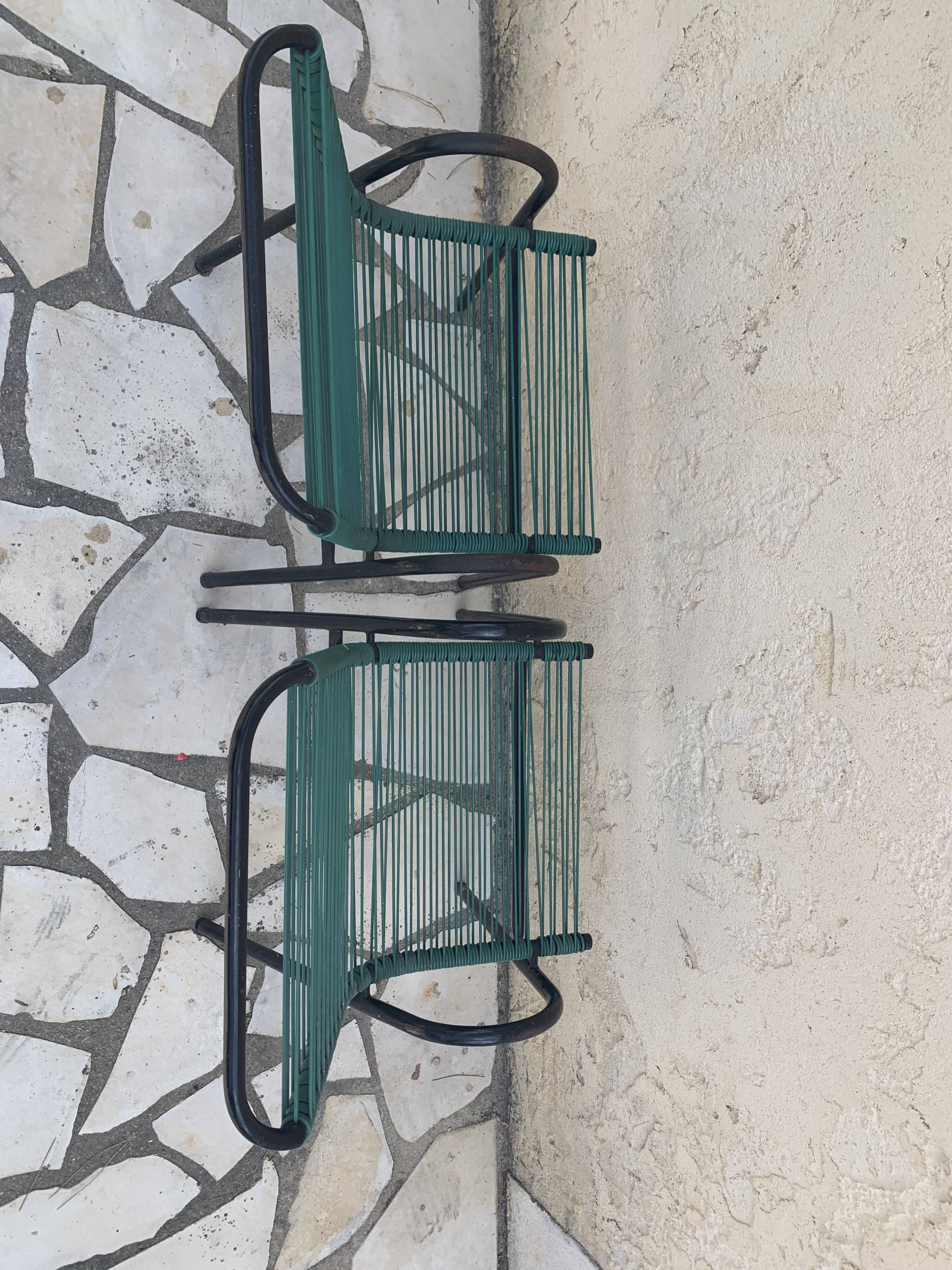 Pair of scoubidou armchairs