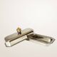 Silver-plated butter dish with a hazelnut knob.