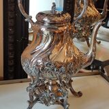 Ancien samovar fontaine à thé en métal argenté