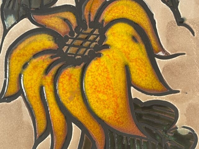 Vintage Vallauris ceramic painting "La Grange"