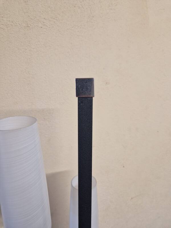 Black lacquered metal 4-light floor lamp - Maison Arlus - Satin glass globe