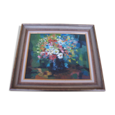 Tableau ancien, fleurs des champs