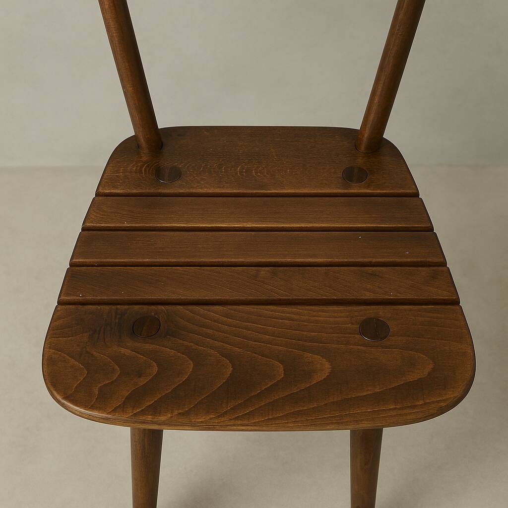 Set of 6 Brutalist chairs in solid wood