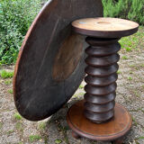 Pedestal table oak screw vintage press