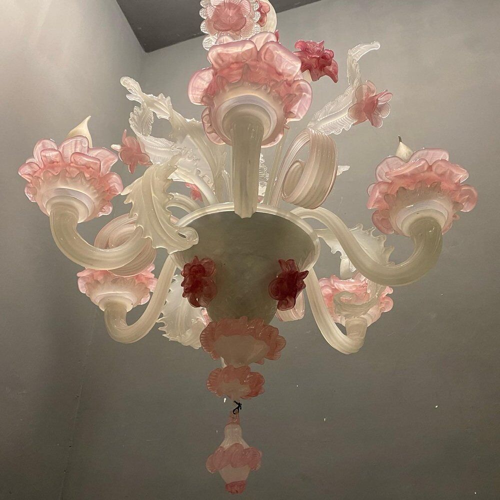 Venetian Murano glass flower chandelier, 1960s