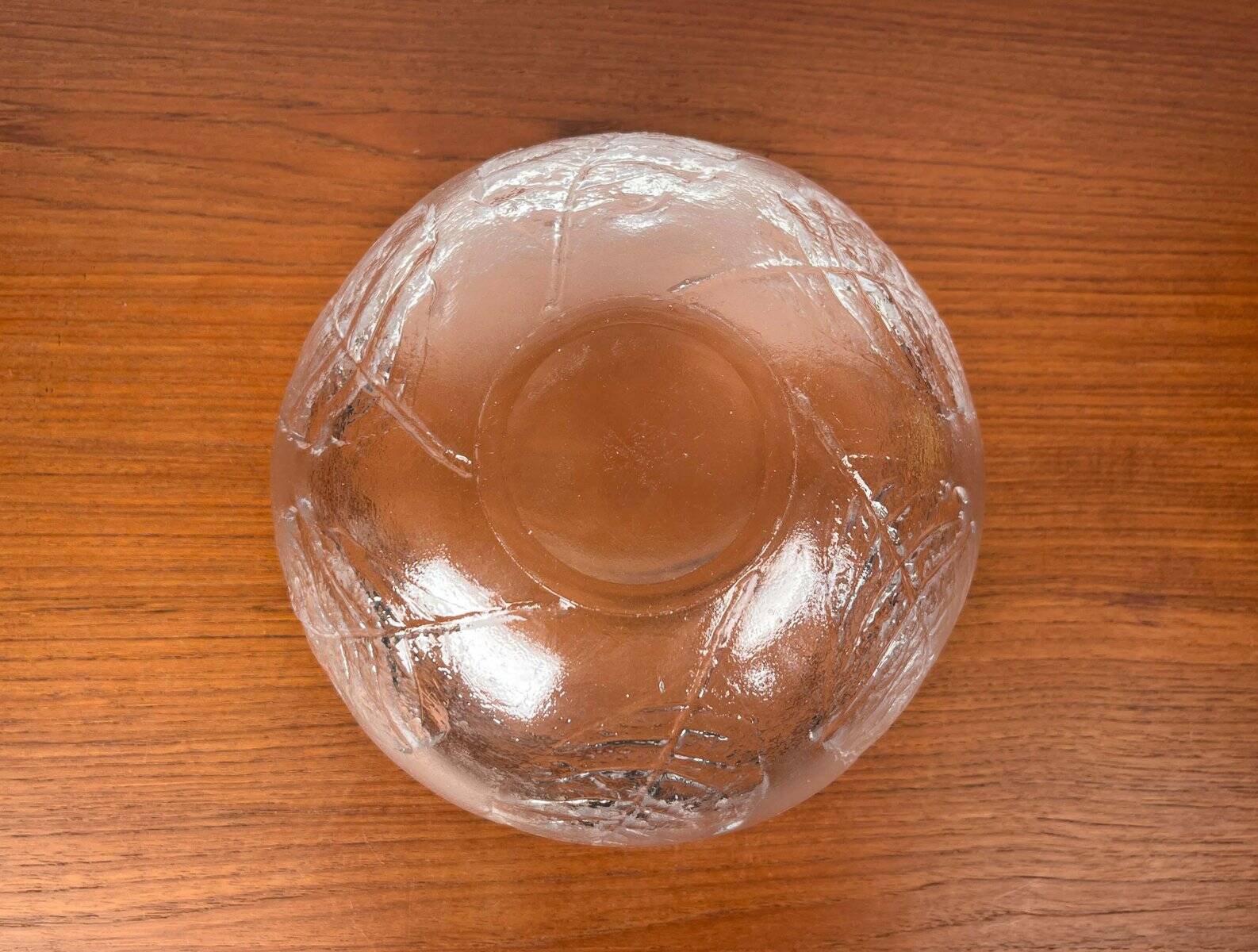 Large vintage Swedish glass bowl with floral decoration by Ann Wärff for Kosta Boda, 1970s.