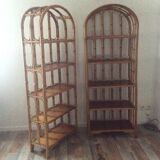 Lot 2 vintage bamboo shelves