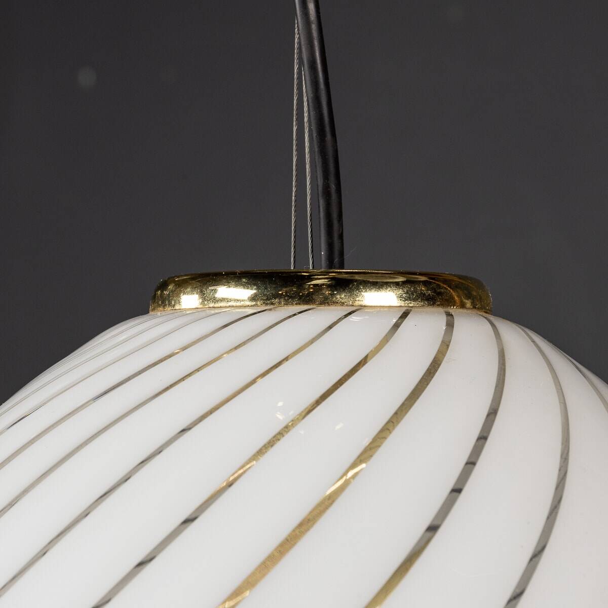 Mid 20thc italian murano glass swirl bowl pendant light by avmazzega c.1970