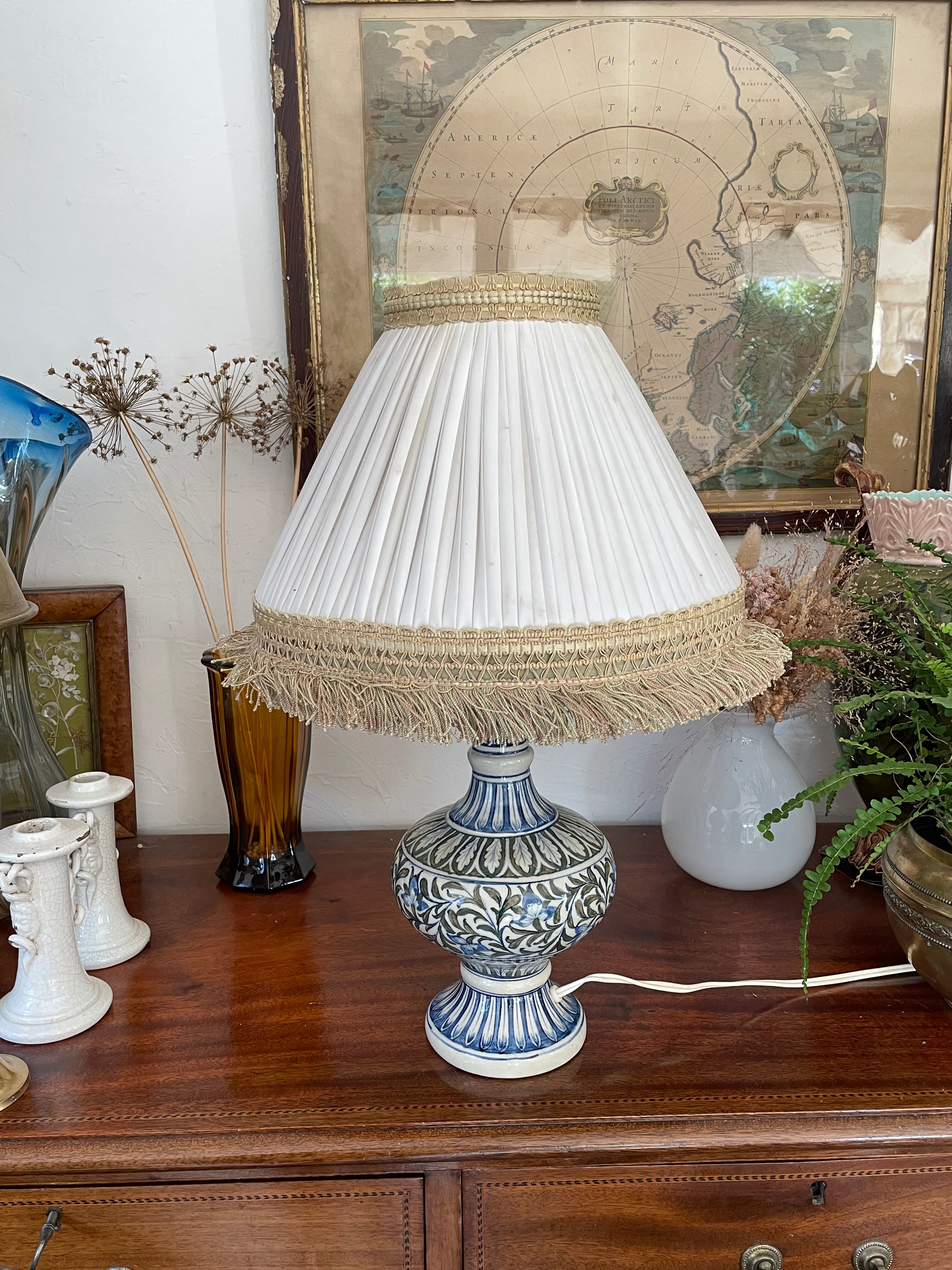 Old Hand-painted ceramic lamp