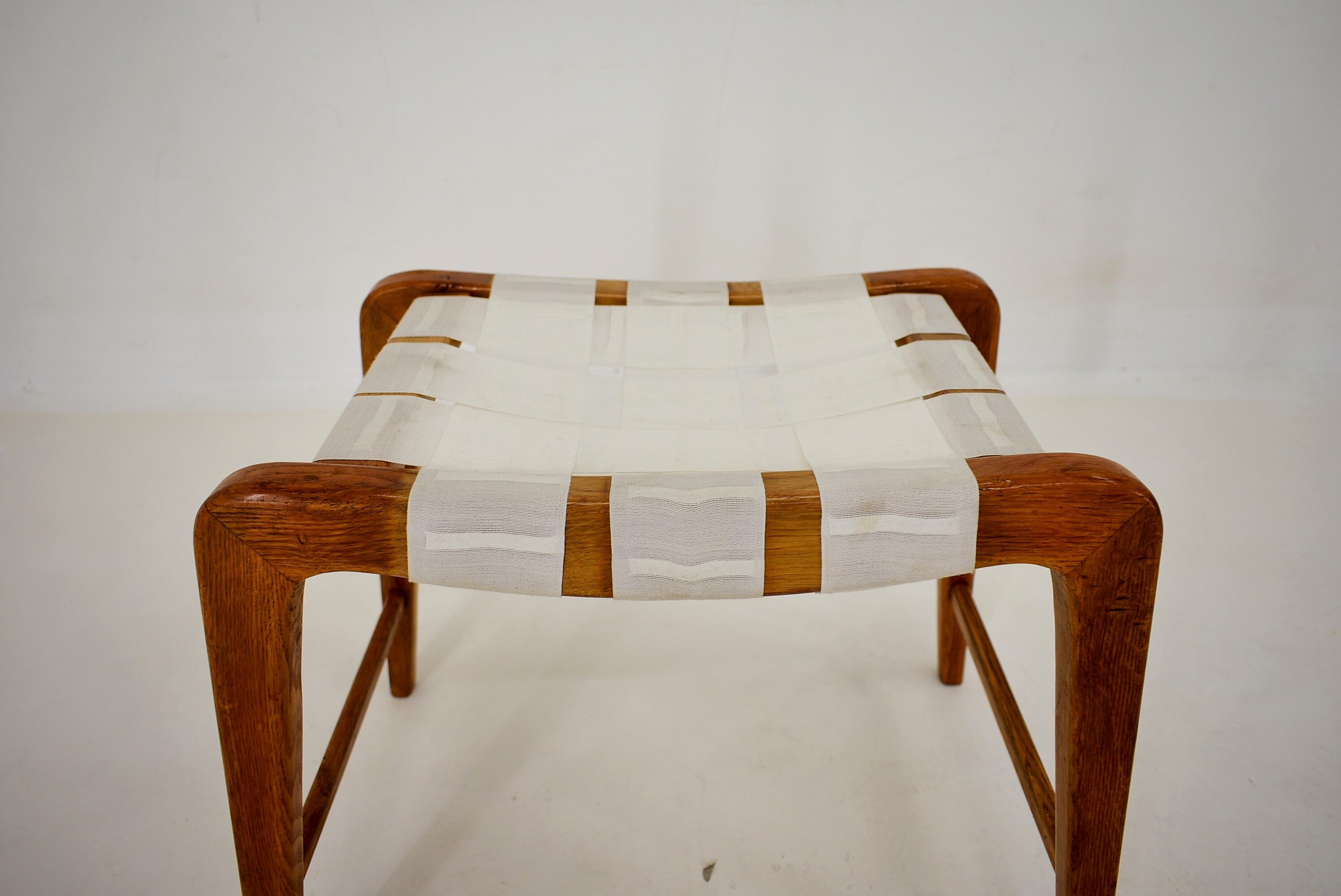 1940s, Jan Vanek Sculptural Oak Stool or Ottoman, Czechoslovakia