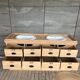 Furniture with 2 basins in raw wood
