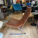 Vintage armchair design steel and leathers stretched 70s