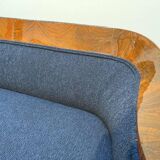 Biedermeier Sofa in Walnut Veneer & Black Teddy Fabric, Vienna, Austria, 1825