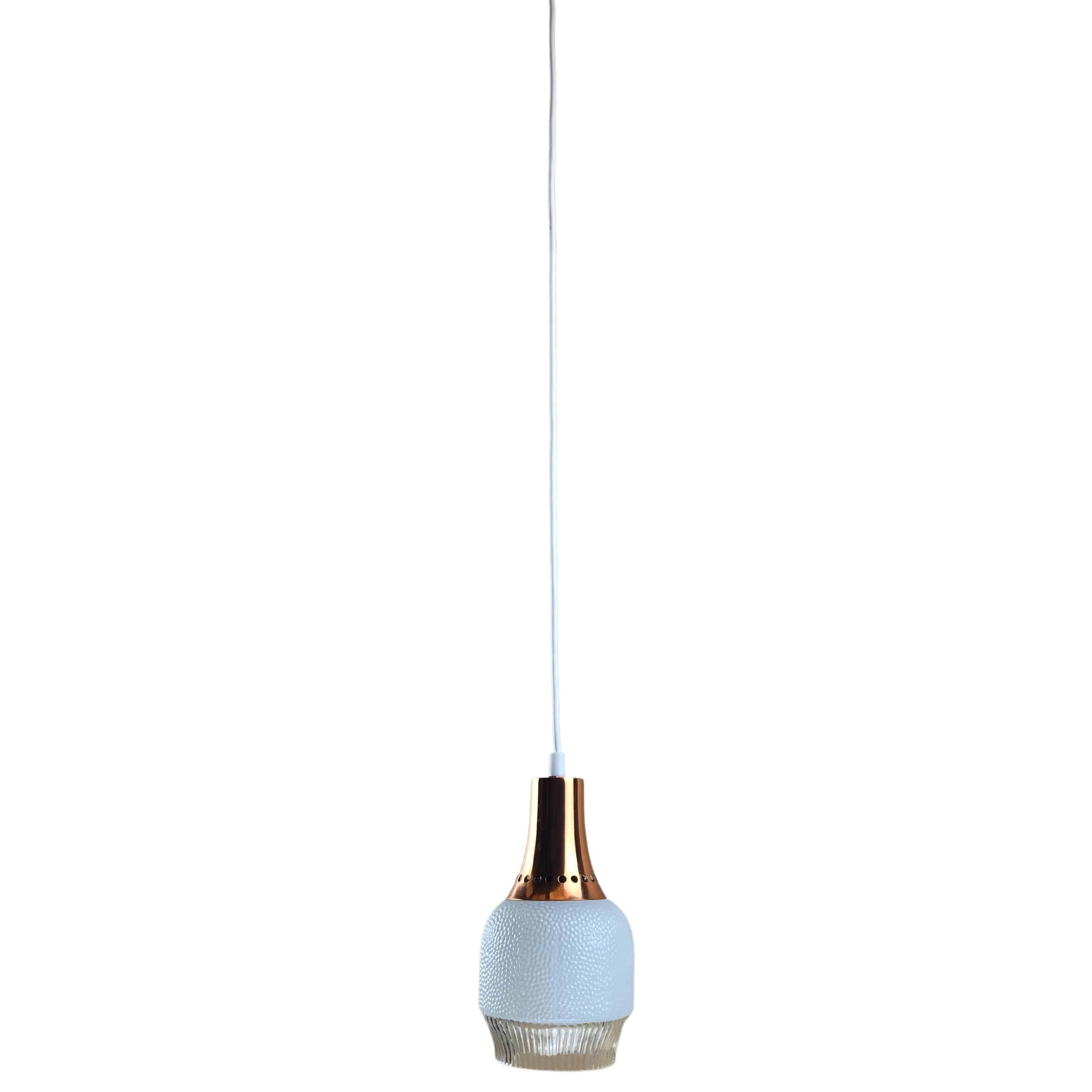 Vintage space age copper and opaline hanging lamp