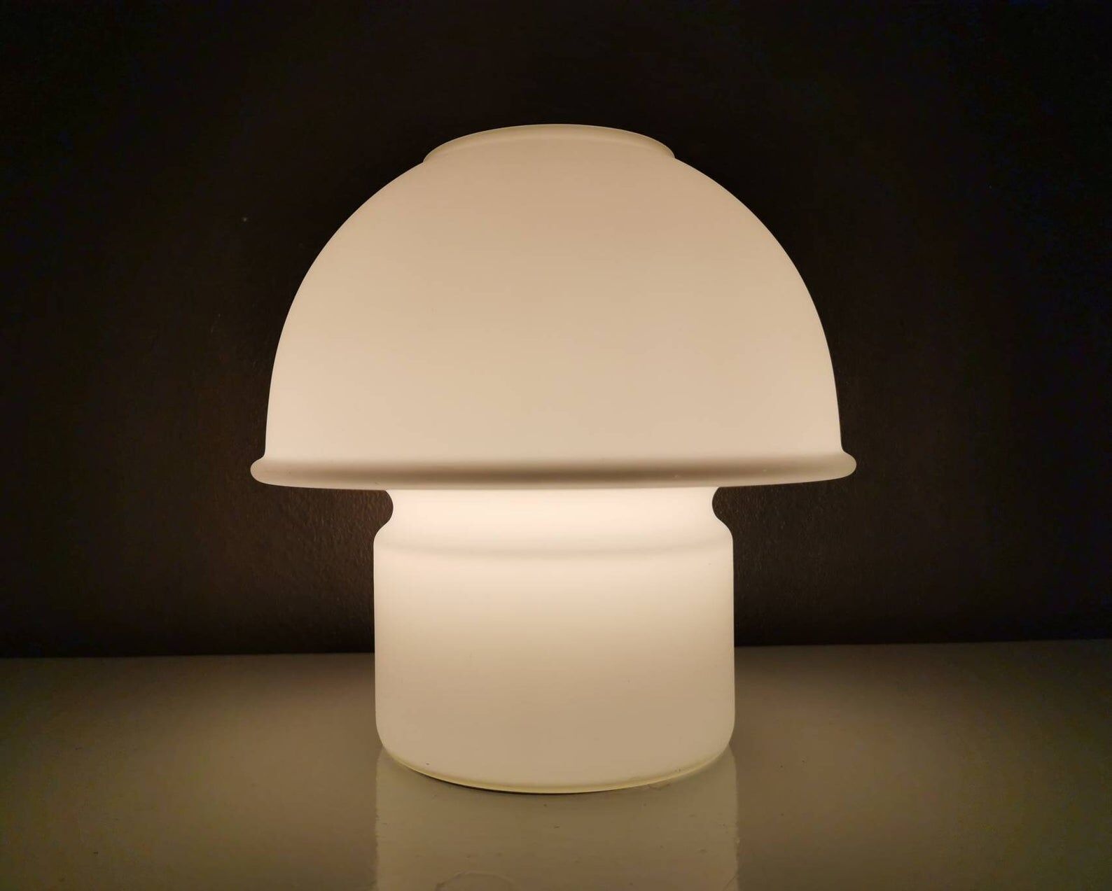 Glassh-tte Limburg 80s white glass mushroom table lamp