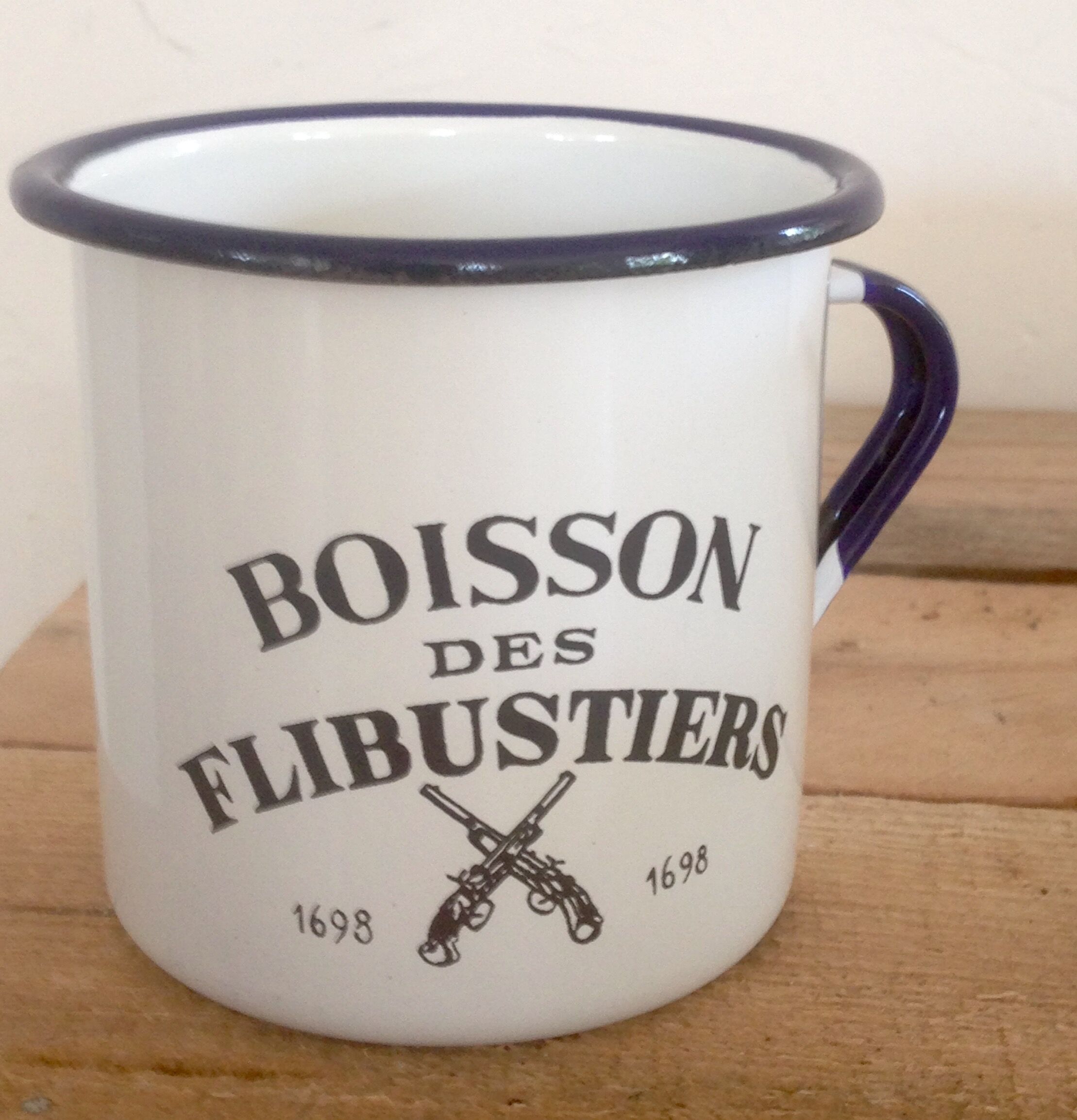 Set of 2 mugs metal enamelled 50s