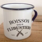 Set of 2 mugs metal enamelled 50s