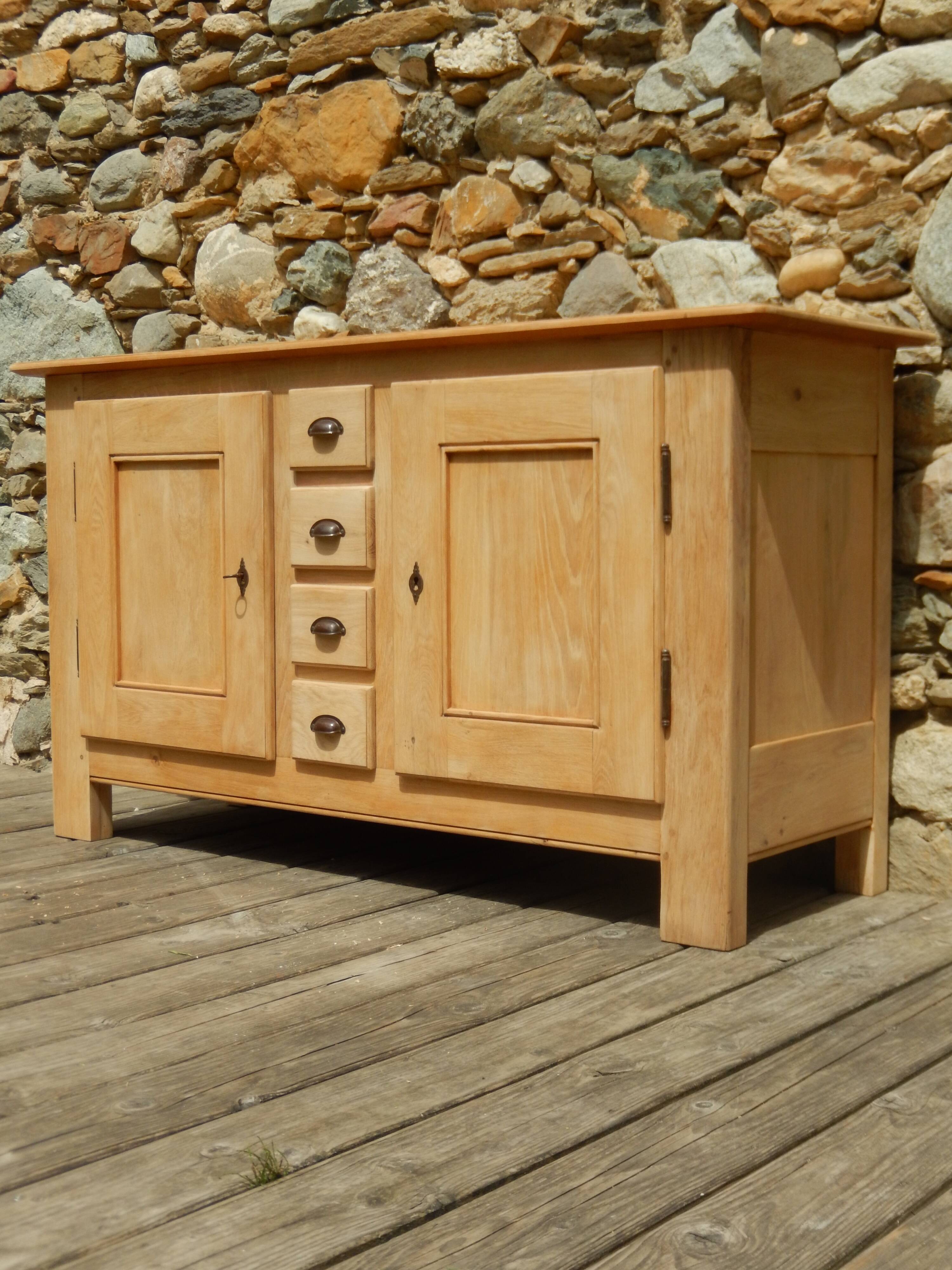Superb antique low sideboard / side unit / industrial furniture in solid ash.