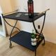 Vintage design black metal and brass rolling dessert trolley – Fully restored
