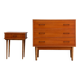 Scandinavian chest of drawers and bedside table from the 50s/60s, vintage teak
