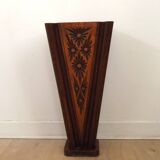 French antique oak tin-lined hand-carved umbrella stand with flower decoration.