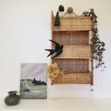 Rattan and braided wicker shelf
