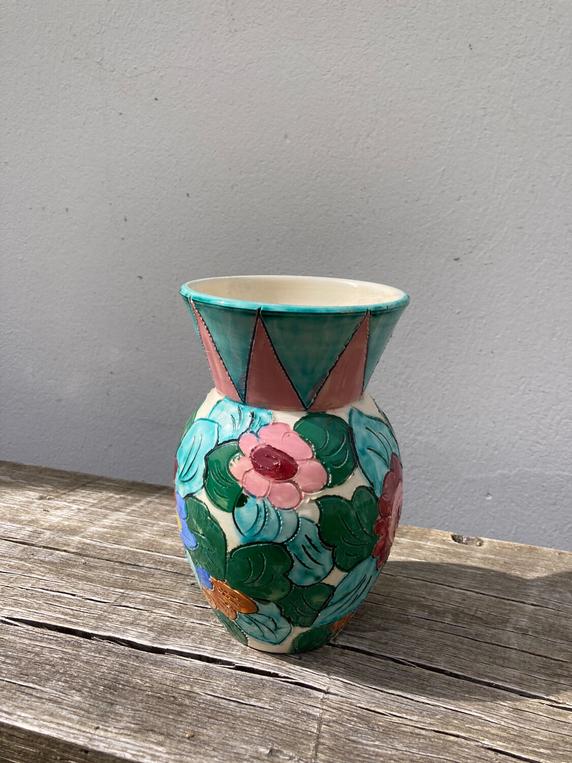 Monaco style ceramic flower vase 1950