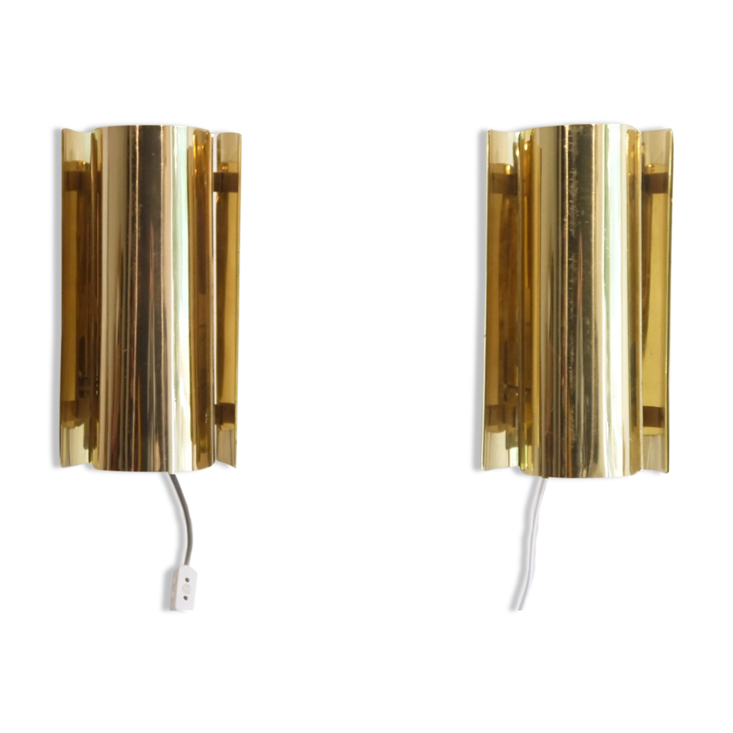 Pair of Scandinavian brass wall lamps from Falkenberg 1970