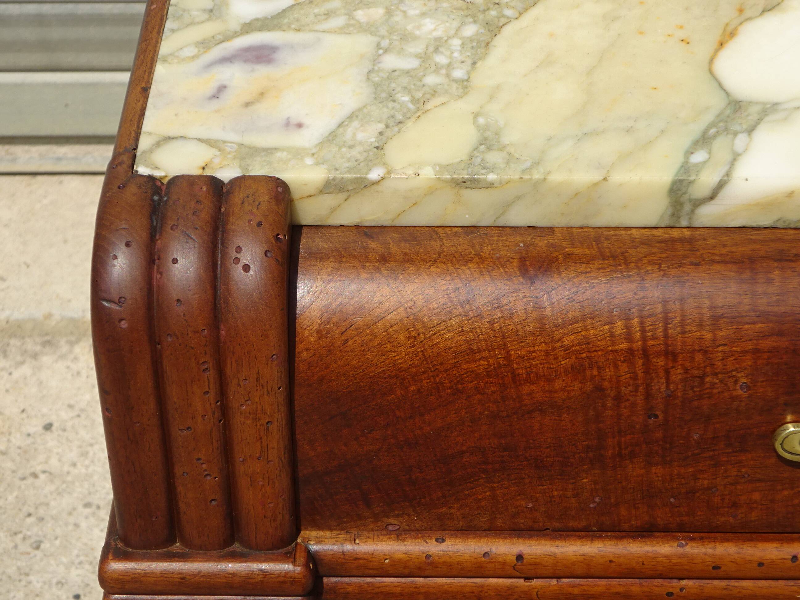 Art Deco sideboard in walnut with a marble top