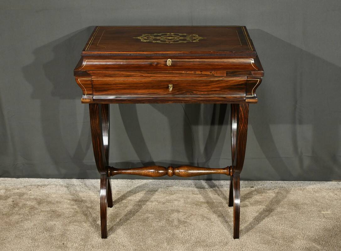 Rosewood work table, Napoleon III style, Maison Roll, Fg. St Antoin