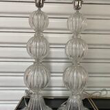 Pair of lamp legs in transparent Murano glass, Alberto Dona, 70s