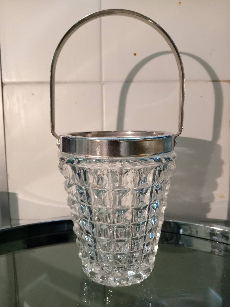 Vintage glass ice bucket, 1960s