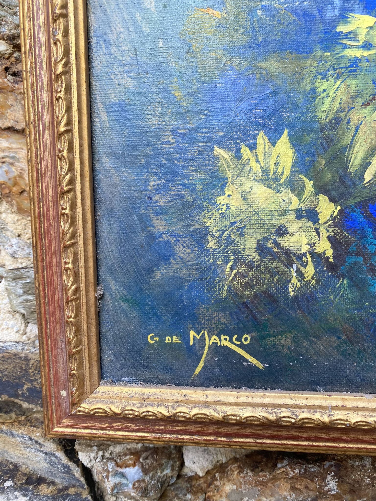 Huile sur toile fleurs G de Marco 50X60