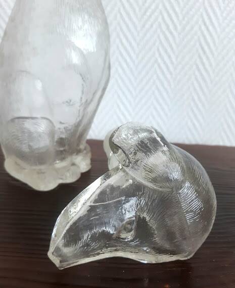 Dachshund dog carafe, Empoli glass, Italy 1960