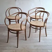 Ensemble de 4 chaises brunes 209, Ligna, années 1970