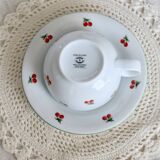 Vintage porcelain cup and saucer - Cherry pattern