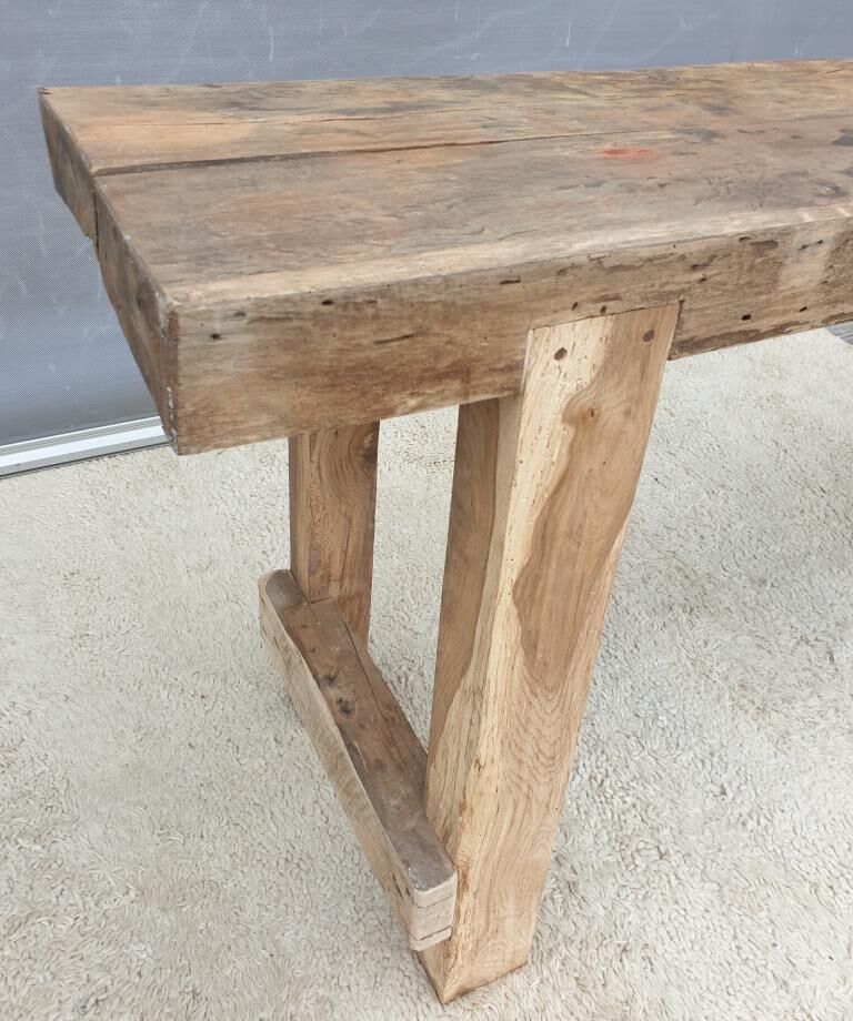 Restored solid wood workbench