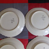 4 flat plates Henriot Quimper earthenware numbered