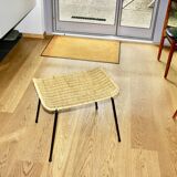 Vintage steel and woven wicker basketball stool by franco legler 1950s