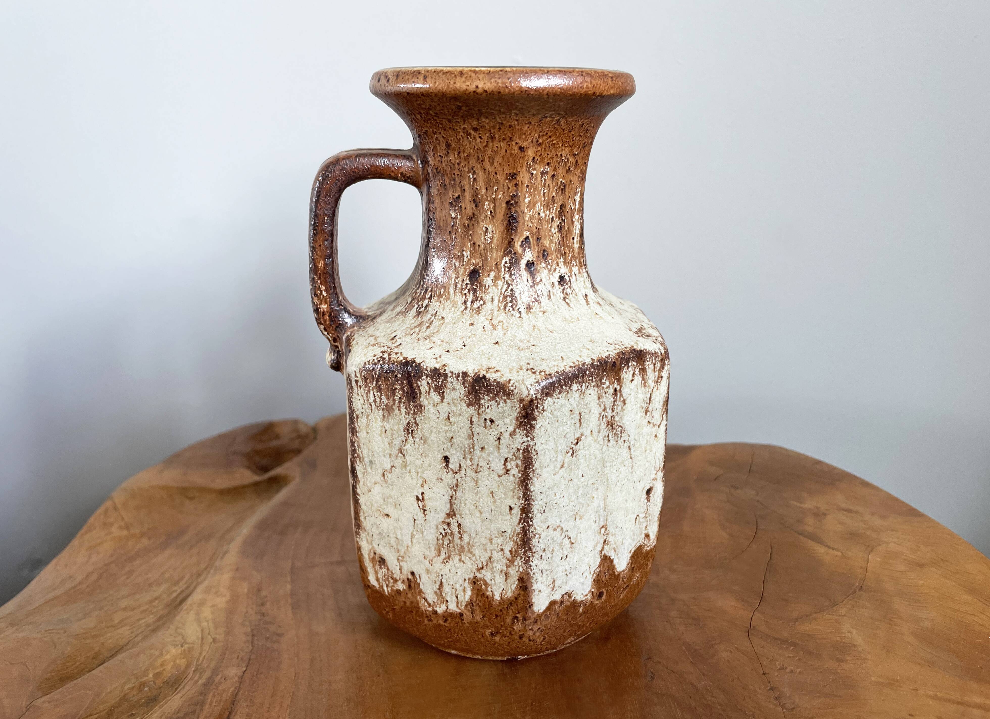 Vase brun-beige Scheurich 497-18, fat lava vintage, poterie d’art ouest-allemande (WGP)