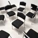 Grey steel chair and black fabric