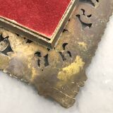 Vintage wall mirror t brass frame, italy, 1950 s