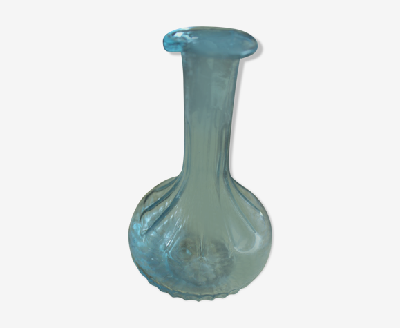 Vase soliflore old glass bluish round belly