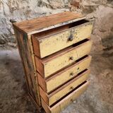 Antique French pine drawer cabinet – Narrow storage unit – Workshop/apothecary style – circa 1900