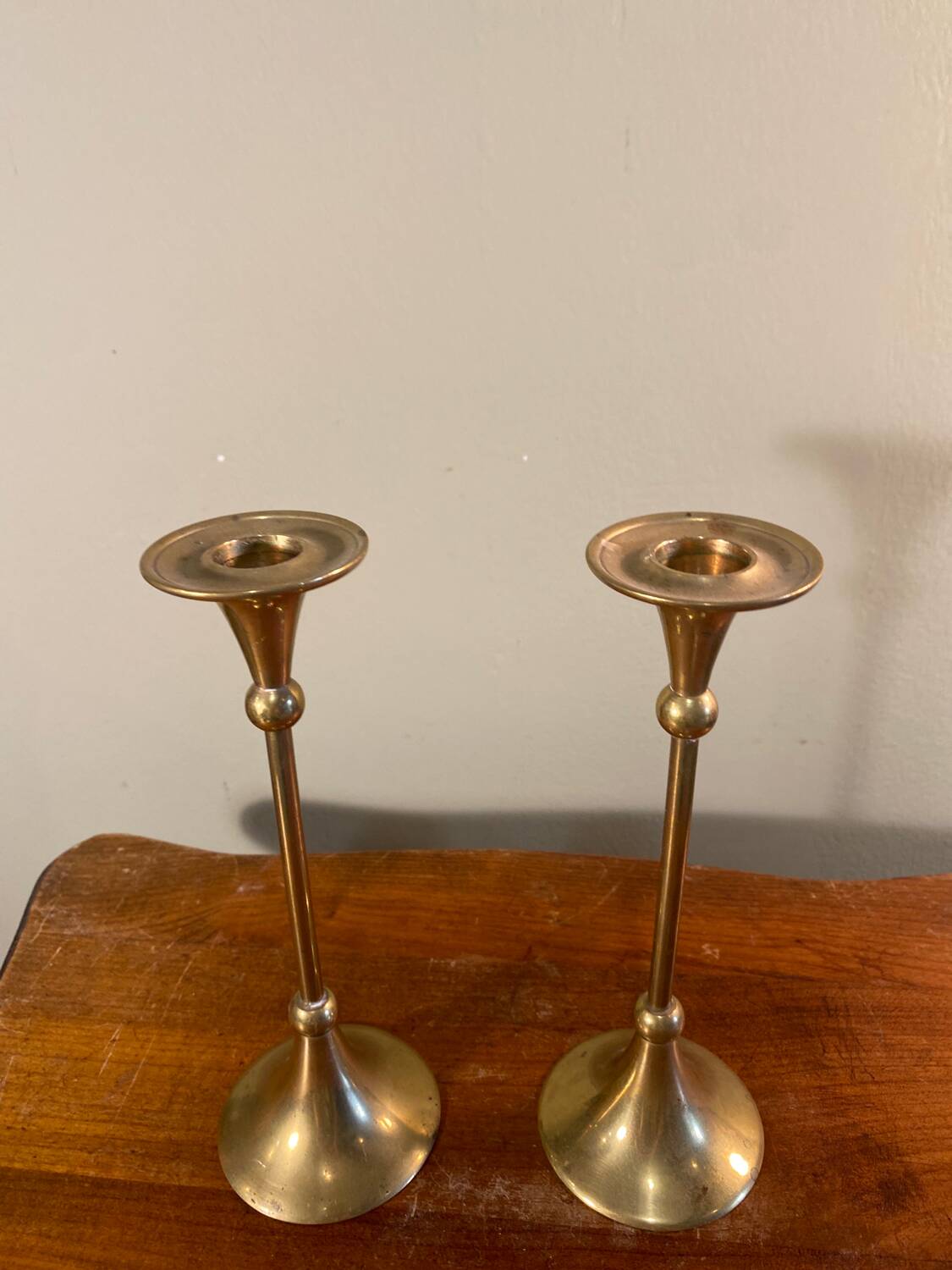Pair of gilded brass candlesticks