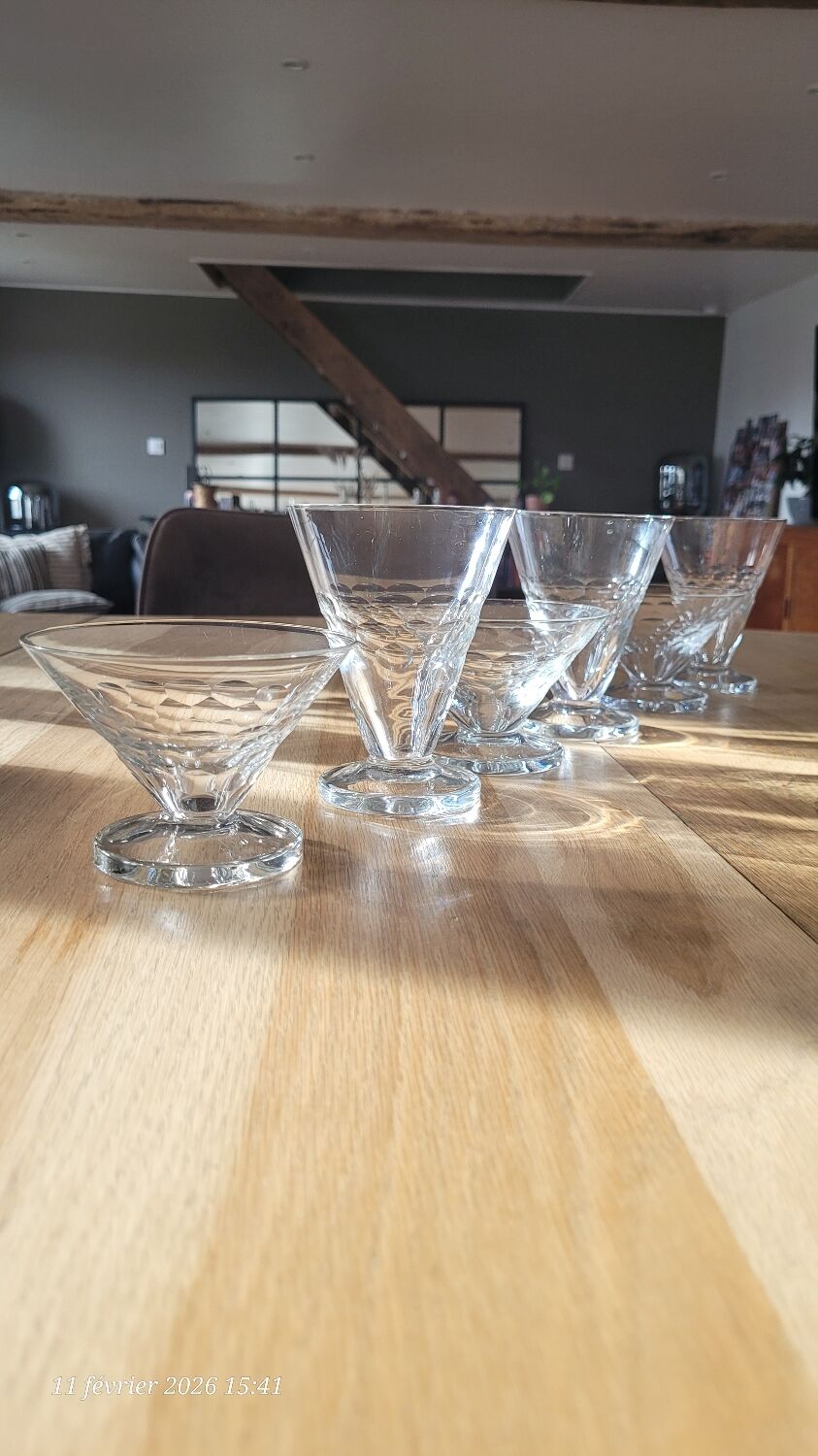 6 vintage cut glass glasses VD made in Belgium