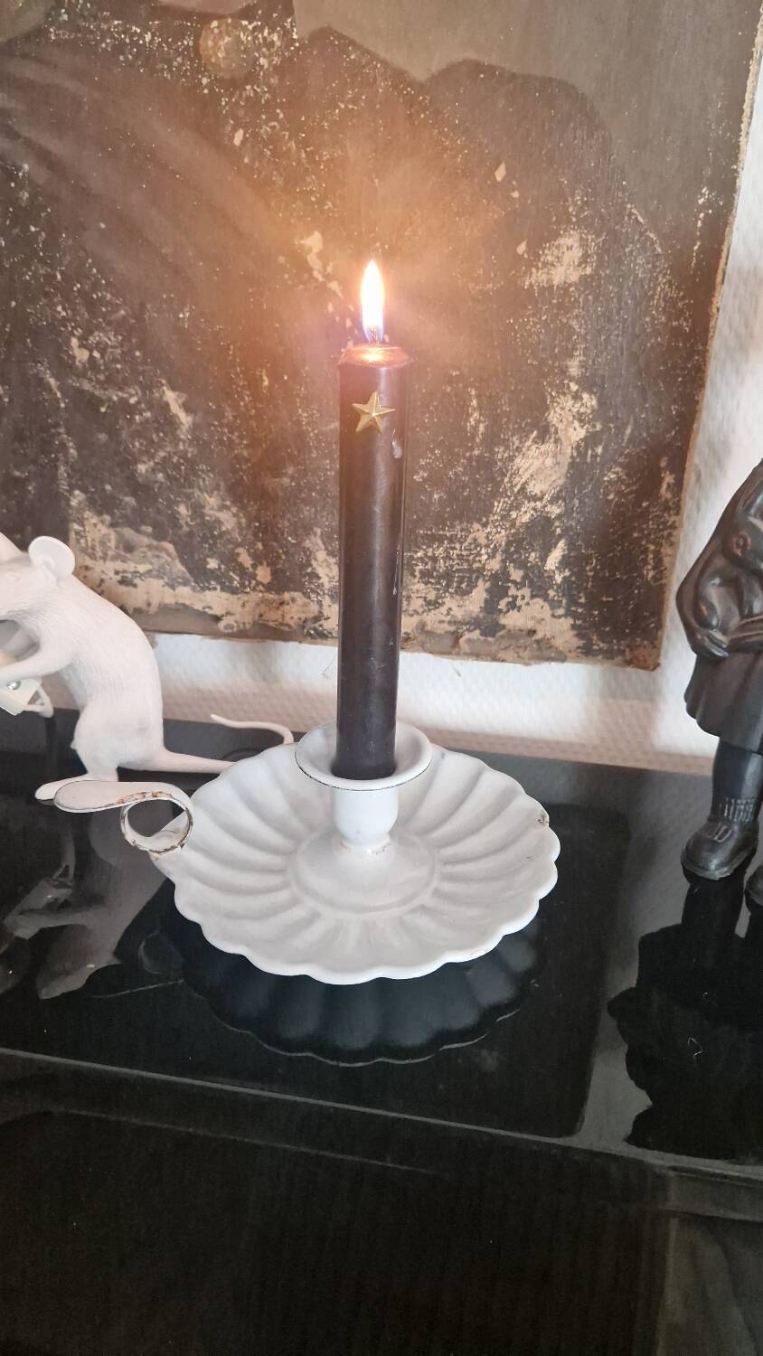 Enameled sheet metal candlestick holder