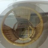 Vintage rattan round coffee table